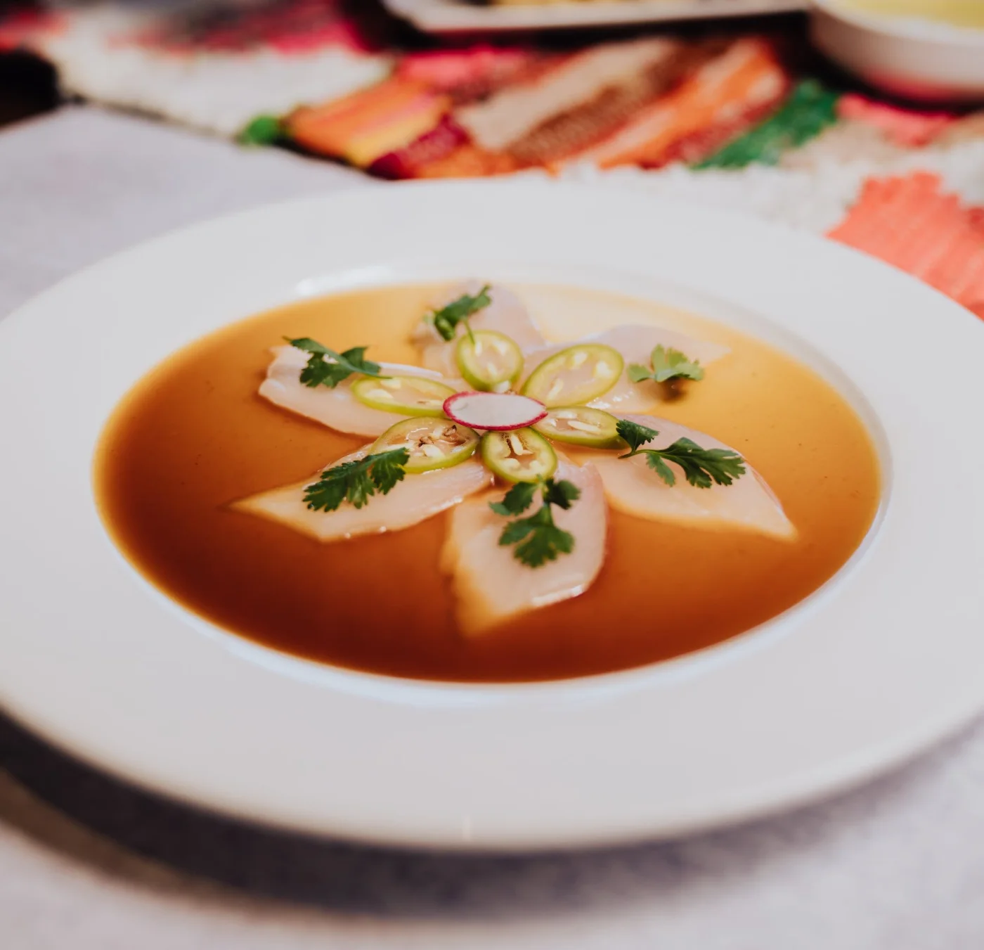 LUNA yellowtail crudo with radish and chile